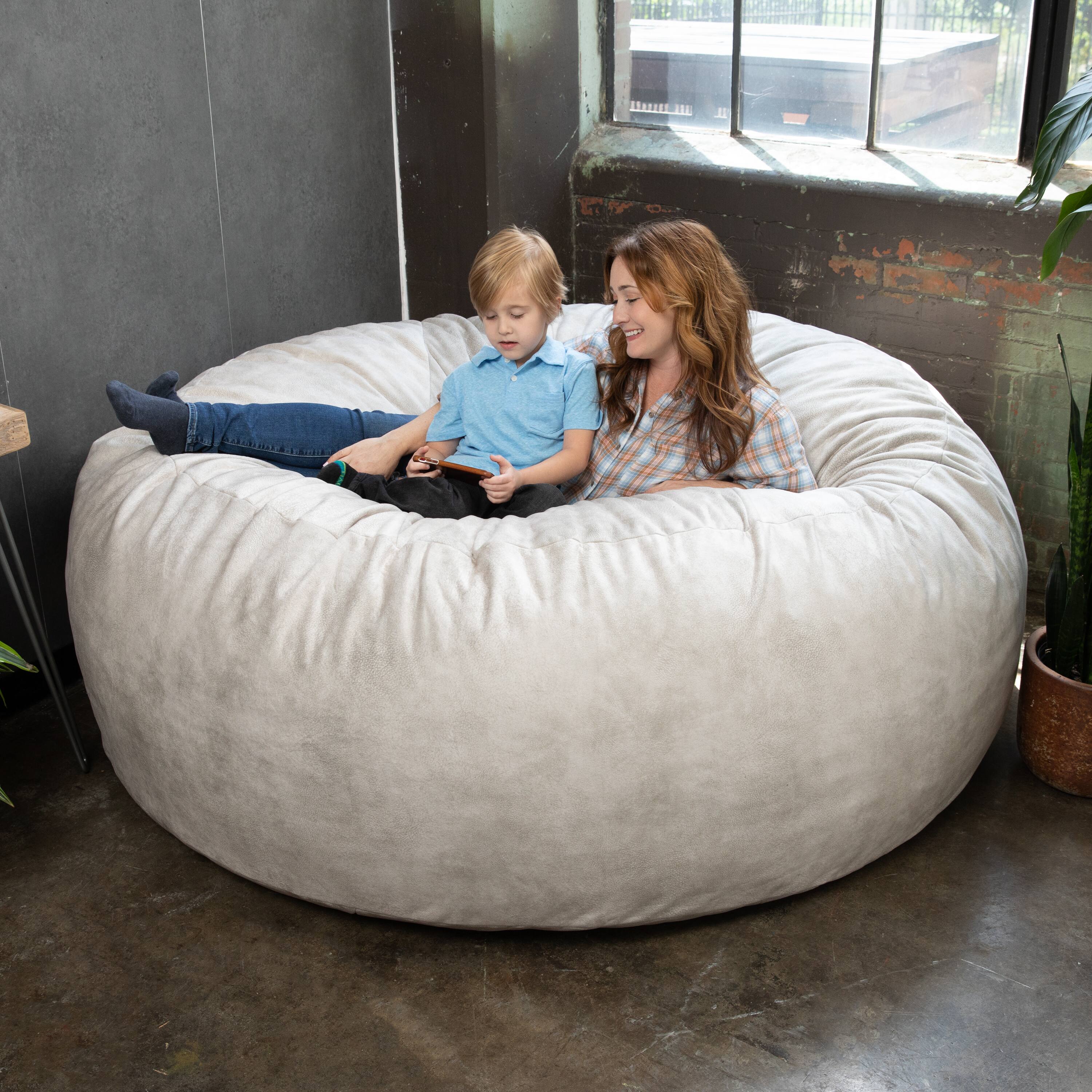 Alt View 1. Jaxx - Jaxx Saxx 6 Foot Giant Bean Bag Chair - Padded Microvelvet, Beige - Padded Microvelvet - Beige.