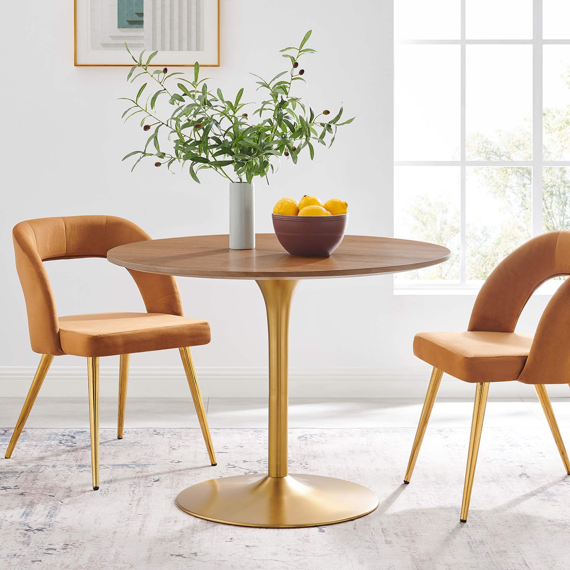 Pursuit 40" Dining Table by Modway - Walnut Gold