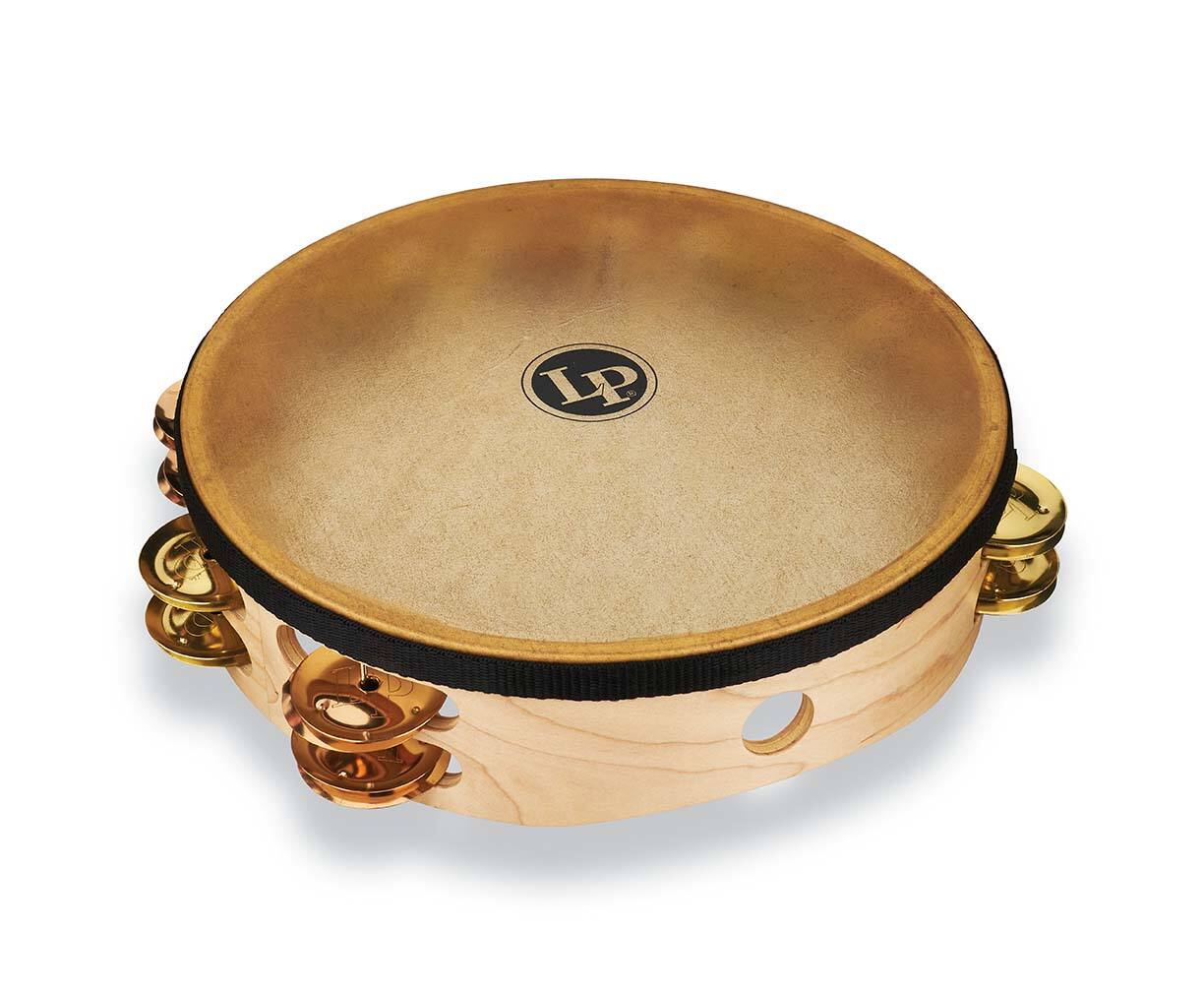 Angle. Latin Percussion - Pro 10 Double Row Tambourine Brass-Bronze.