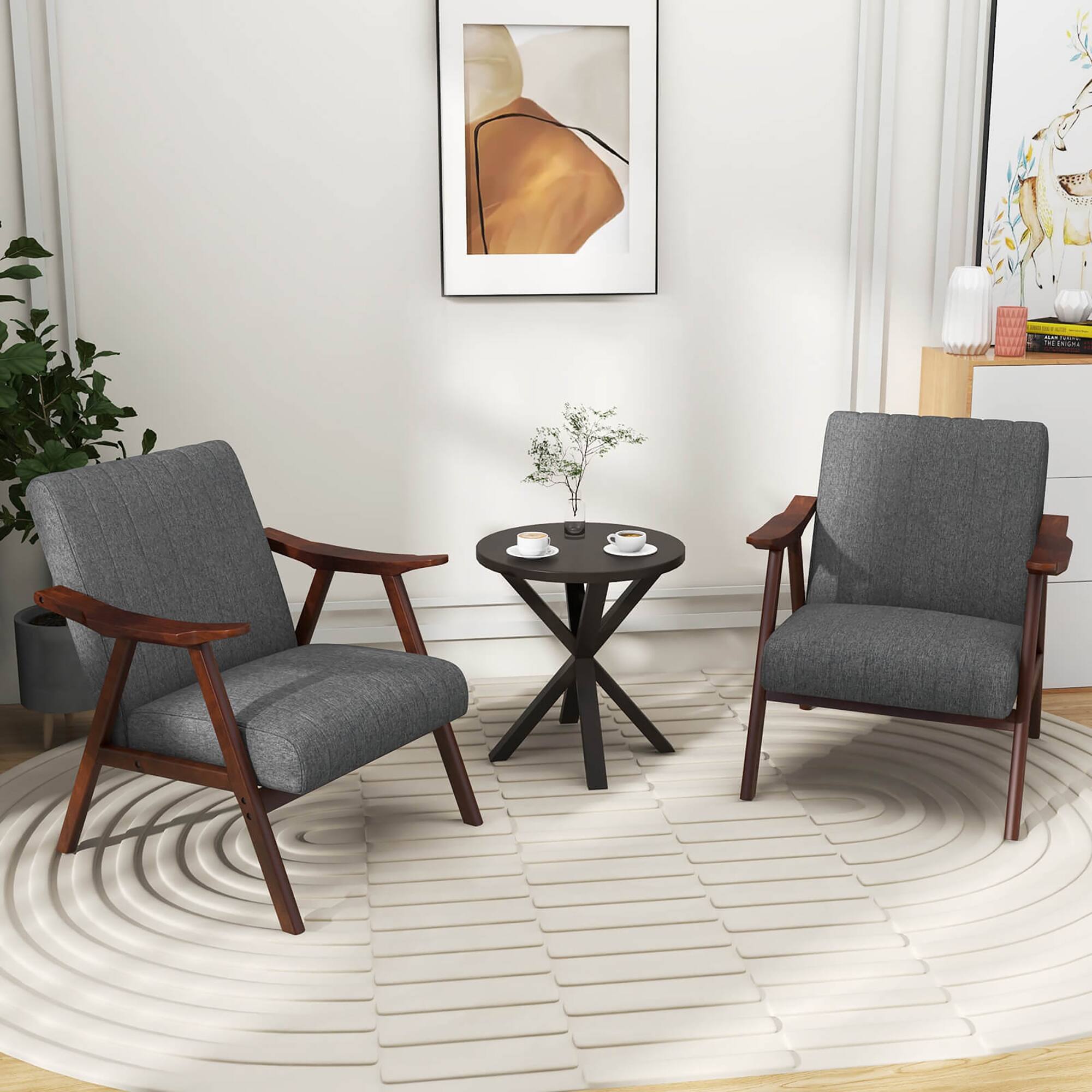 Alt View 4. Gymax - Gymax Modern Accent Chair Leathaire Leisure Armchair w/ Rubber Wood Frame & Felt Pads Light Gray - Gray.