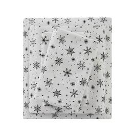 Gracie Mills - 4PC Dottie Oversized Flannel Sheet Set - Black Snowflakes