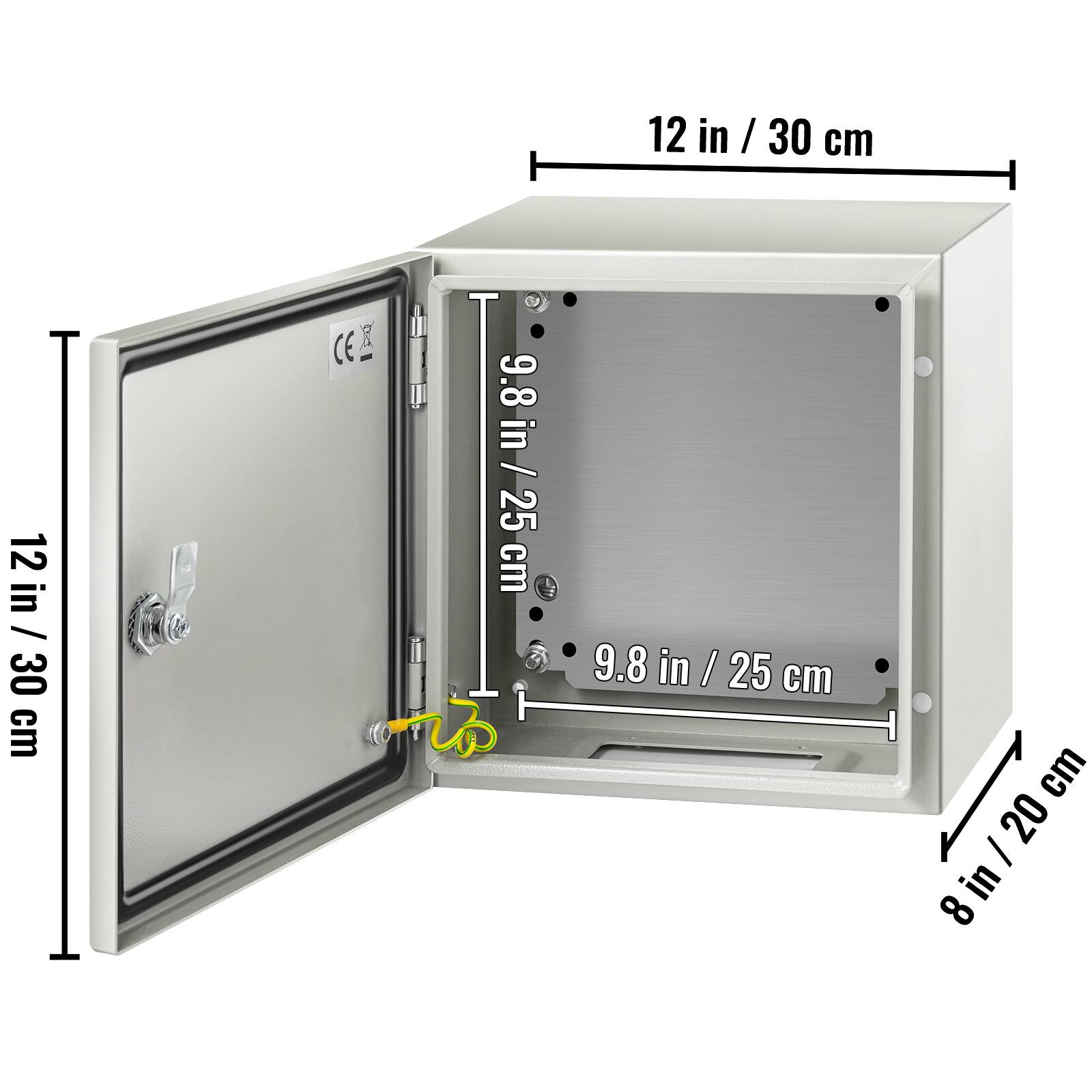 12 in / 30 cm  
9.8 in / 25 cm  
8 in / 20 cm