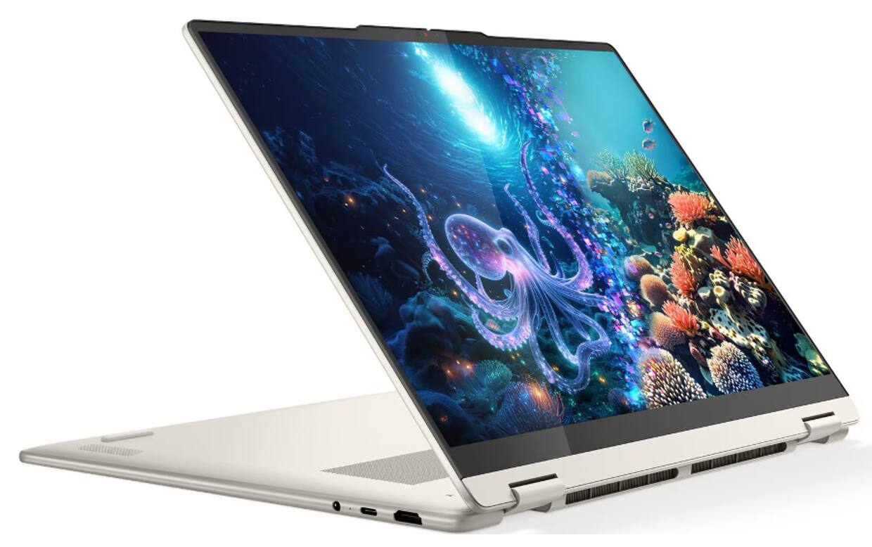 Alt View 4. Lenovo - Lenovo Yoga 7 2-in-1 Laptop 16.0 WUXGA (AMD Ryzen AI 5 340, 16GB LPDDR5X, 512GB M.2  PCIe SSD, Win 11 Pro) - Seashell.