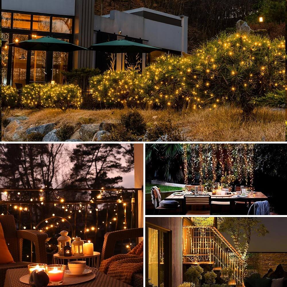 Alt View 2. PARKER SLATER - 4 Pack Solar String Lights, 132FT 320 LED Warm White Fairy Lights Outdoor Waterproof - ‎Warm White.