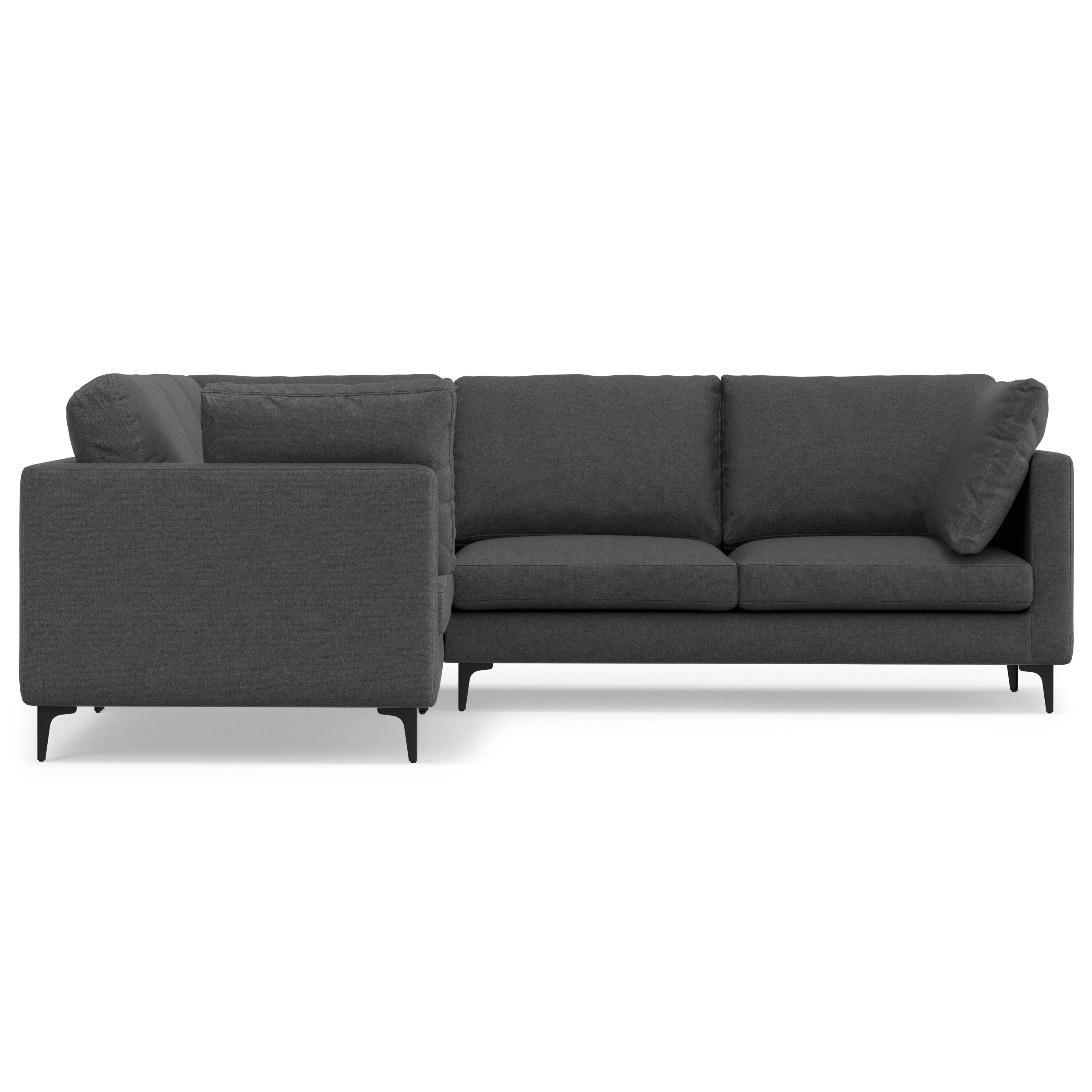 Left. Simpli Home - Ava Corner Sectional in Tightly Woven Performance Fabric - Pebble Grey.