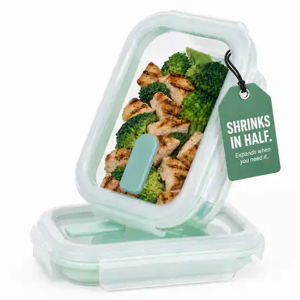 SHRINKS IN HALF. Expands when you need it.