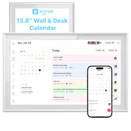 Ingnok - 15.6" Wi-Fi Touchscreen Family Calendar with 32GB Photo Frame - White