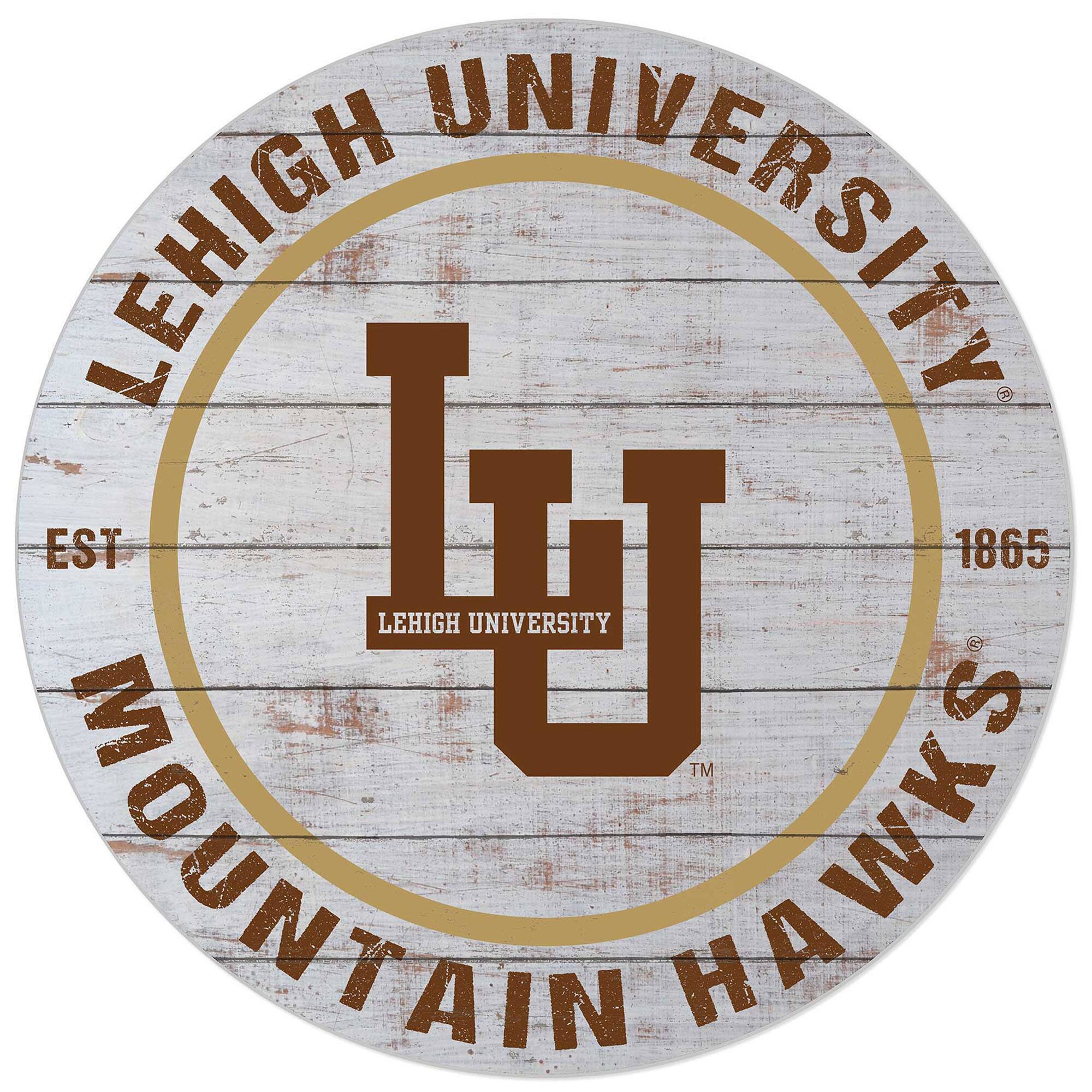 White Lehigh Mountain Hawks 20'' x 20'' Indoor/Outdoor Weathered Circle Sign
