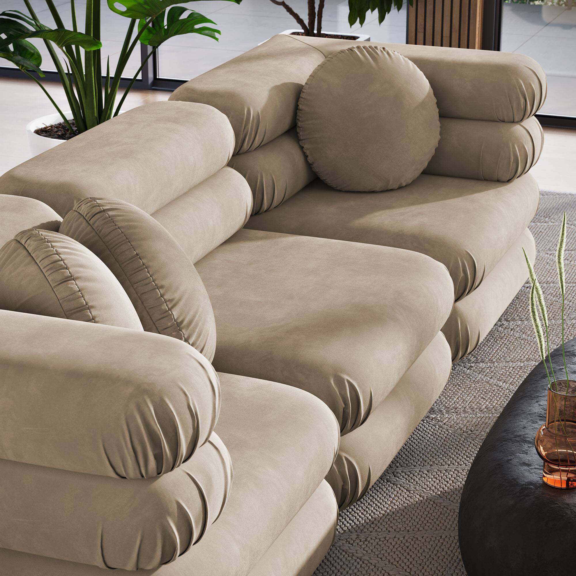Alt View 8. Modway - Jubilee 3-Piece Modular Performance Velvet Sectional Sofa by Modway - Taupe.