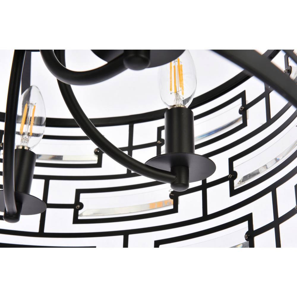Alt View 2. Elegant Lighting - Kennedy 18.5 inch pendant in black - Black.