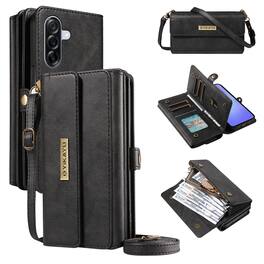 Dteck - Wallet Case for Samsung Galaxy A16 5G, Shockproof PU Leather Flip RFID Blocking Card Slots with Shoulder Strap - Black