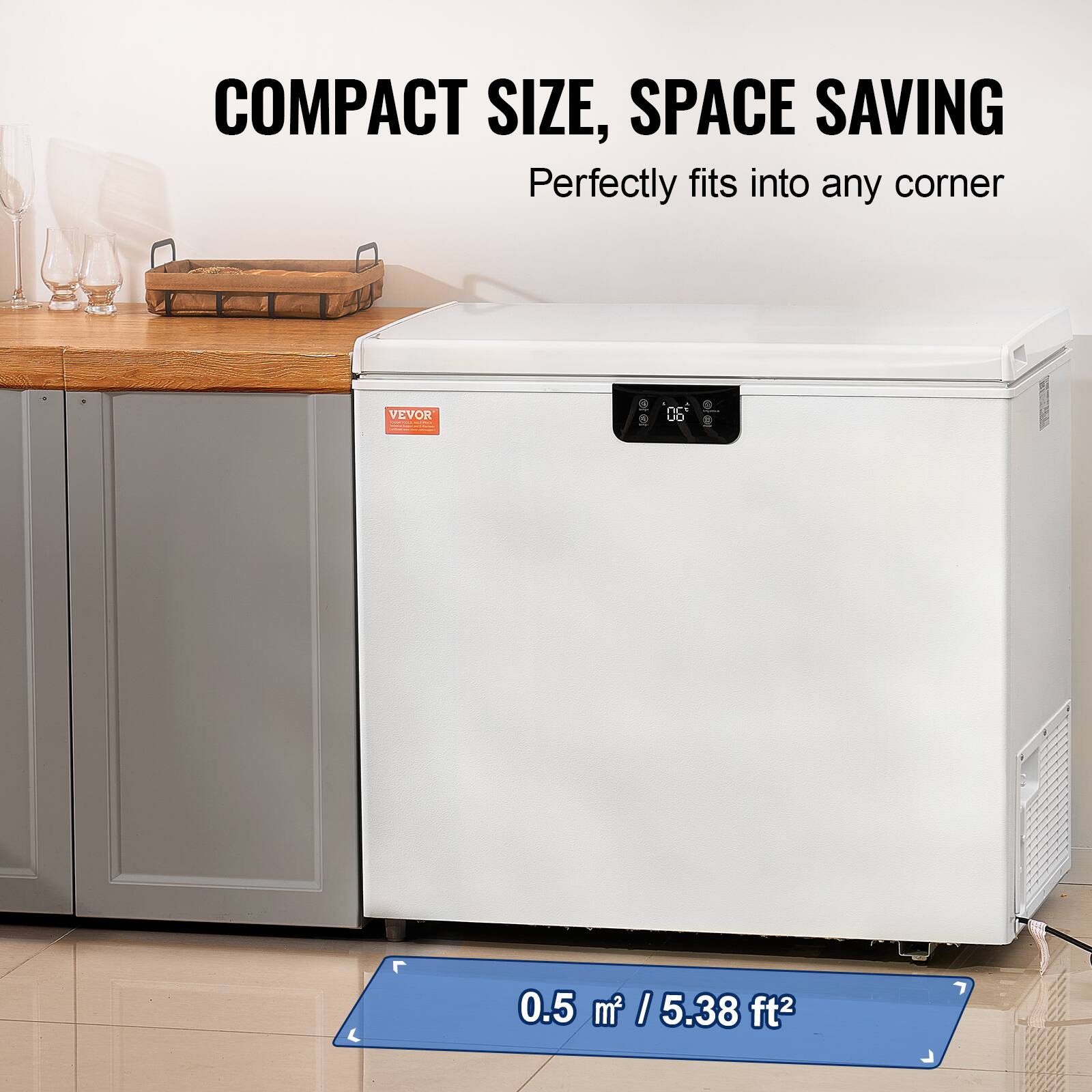 COMPACT SIZE, SPACE SAVING  
Perfectly fits into any corner  

0.5 m² / 5.38 ft²