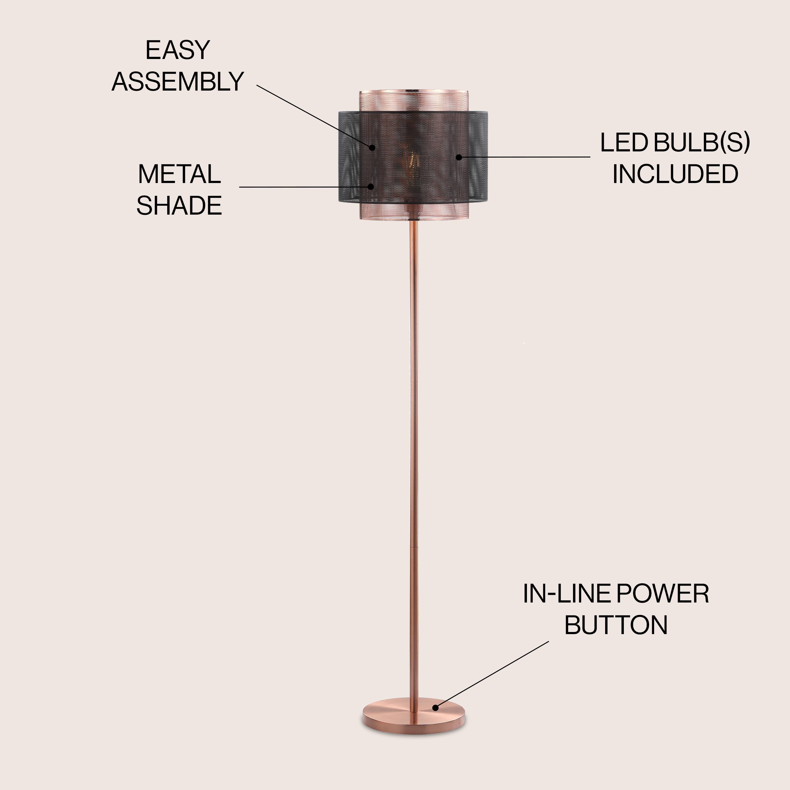 EASY ASSEMBLY  
METAL SHADE  
LED BULB(S) INCLUDED  
IN-LINE POWER BUTTON