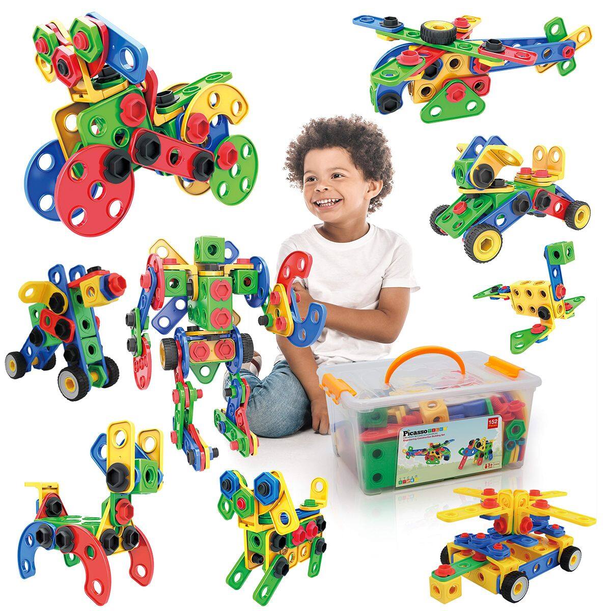 Alt View 2. PicassoTiles - PICASSO-TILES 152 PC Construction Building Engineering Set, STEM Toys for Kids 3+ - Multicolor.