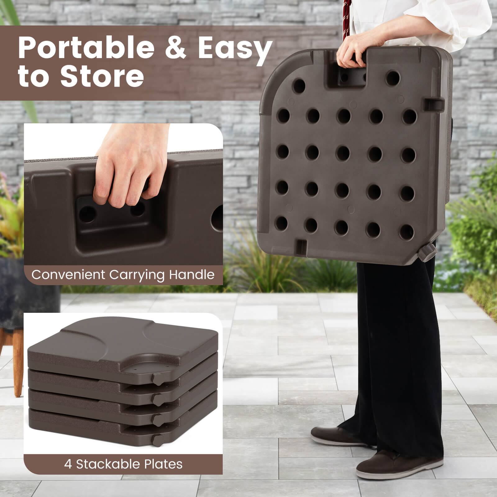 Portable & Easy to Store

Convenient Carrying Handle

4 Stackable Plates