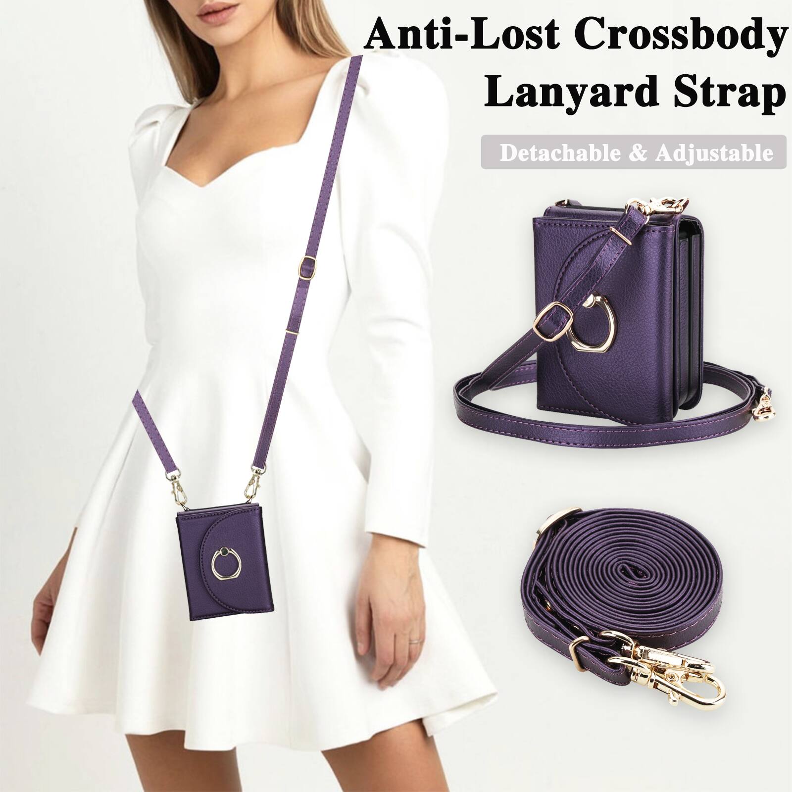 Anti-Lost Crossbody Lanyard Strap  
Detachable & Adjustable