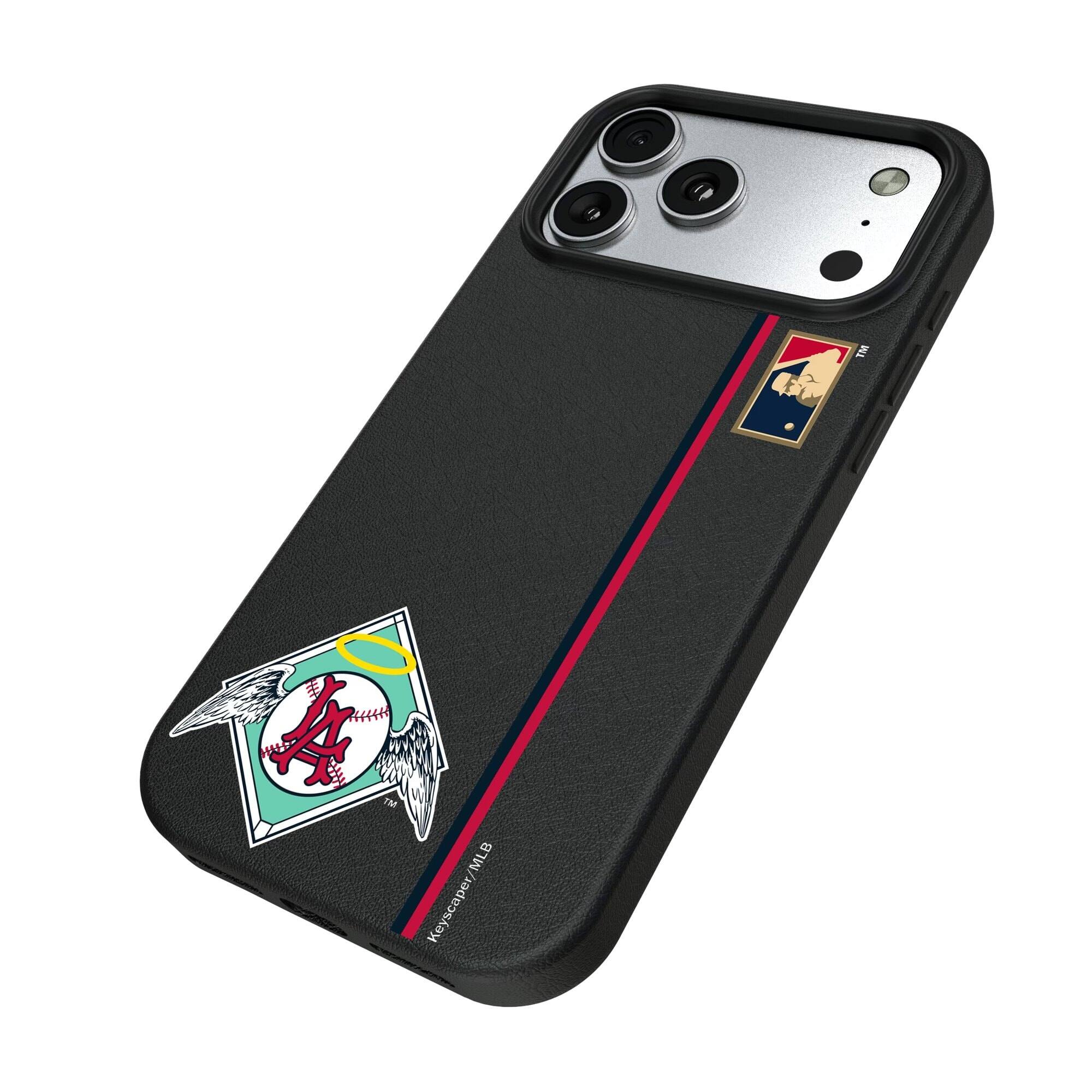 Alt View 1. Keyscaper - Los Angeles Angels 1961 Logo iPhone Magnetic Bump Case - 16 Plus - Black.
