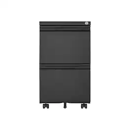 Boyel Living - 2 Drawer File Cabinet with Lock Under Desk Mobile Filing Cabinet fits Letter/Legal/A4 for Home Office School - Black