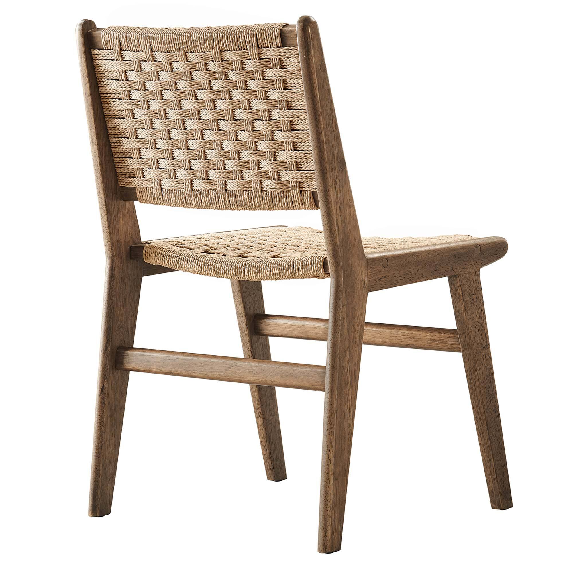 Alt View 5. Modway - Saoirse Woven Rope Wood Dining Side Chair Set of 2 - Brown.