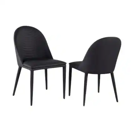 Front. Manhattan Lane - Envik Side Dining Chair Set of 2, Black Metal, Faux Leather, Foam Cushions - Black.