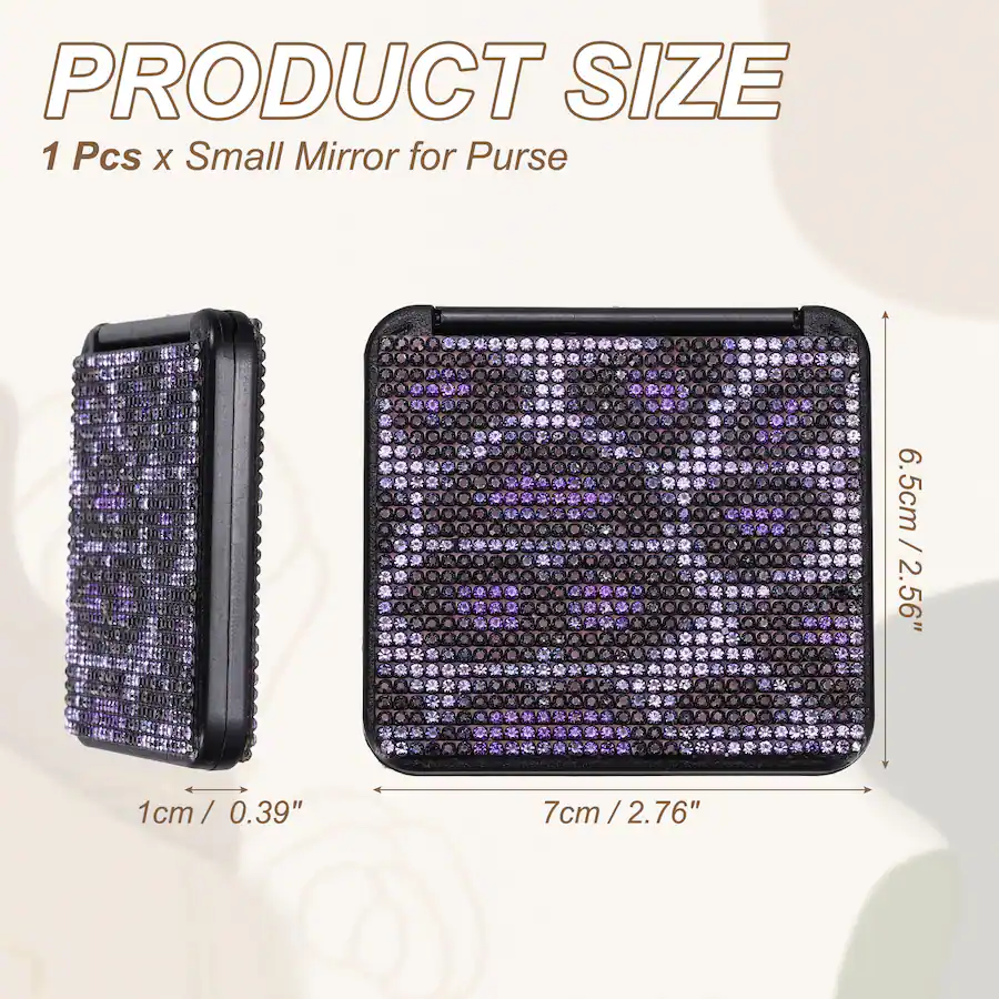 Unique Bargains Rhinestone Compact Mirror, Rectangle Double Sided ...