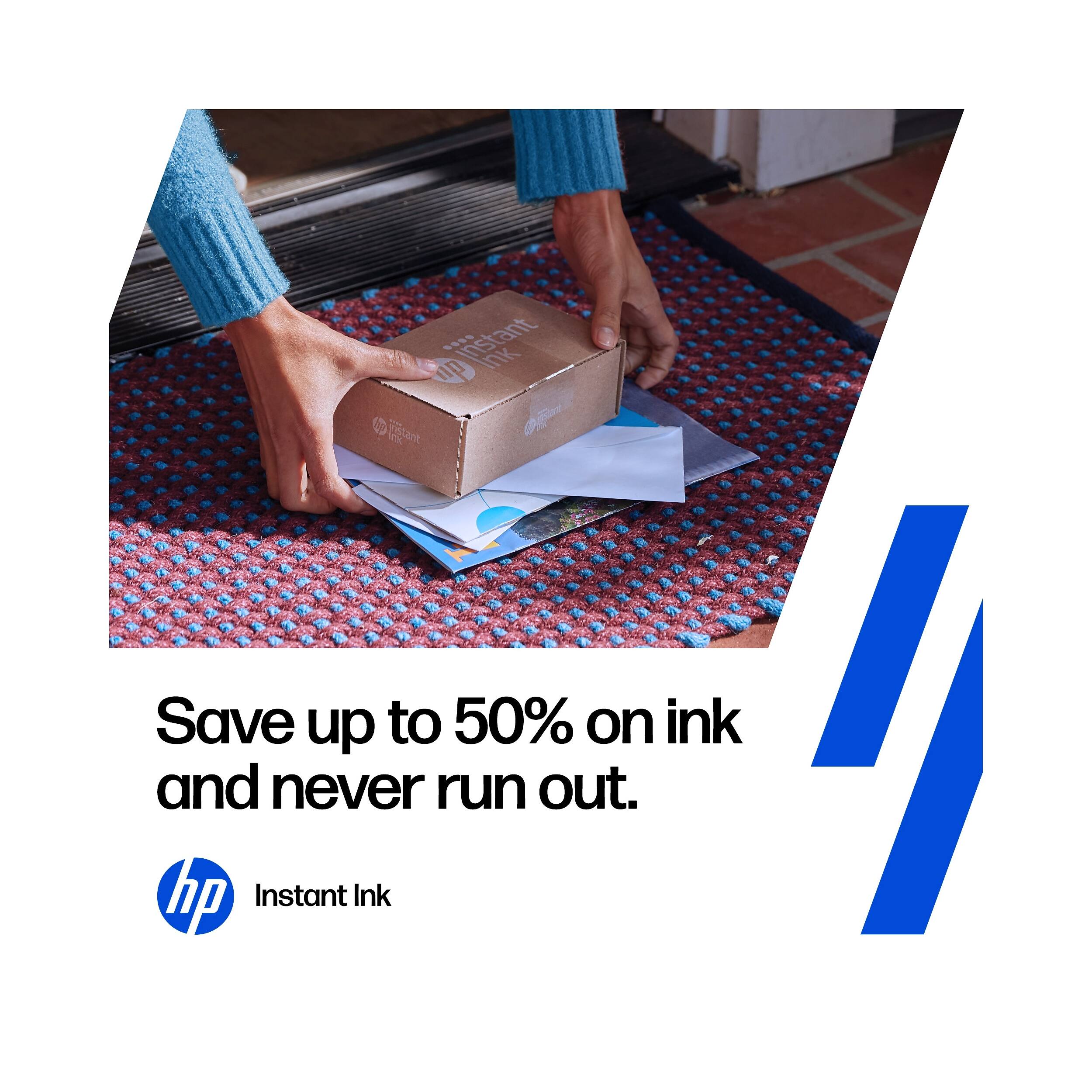 Save up to 50% on ink and never run out.  
hp Instant Ink