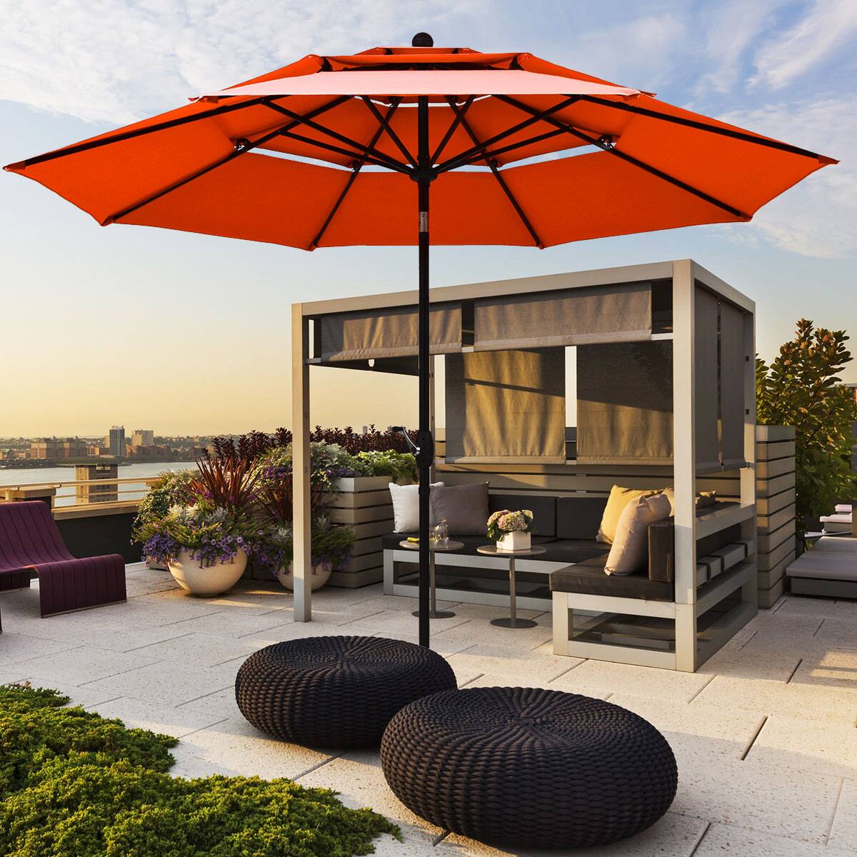 Alt View 1. Costway - Costway 10ft 3 Tier Patio Market Umbrella Aluminum Sunshade Shelter Double Vented - Orange.