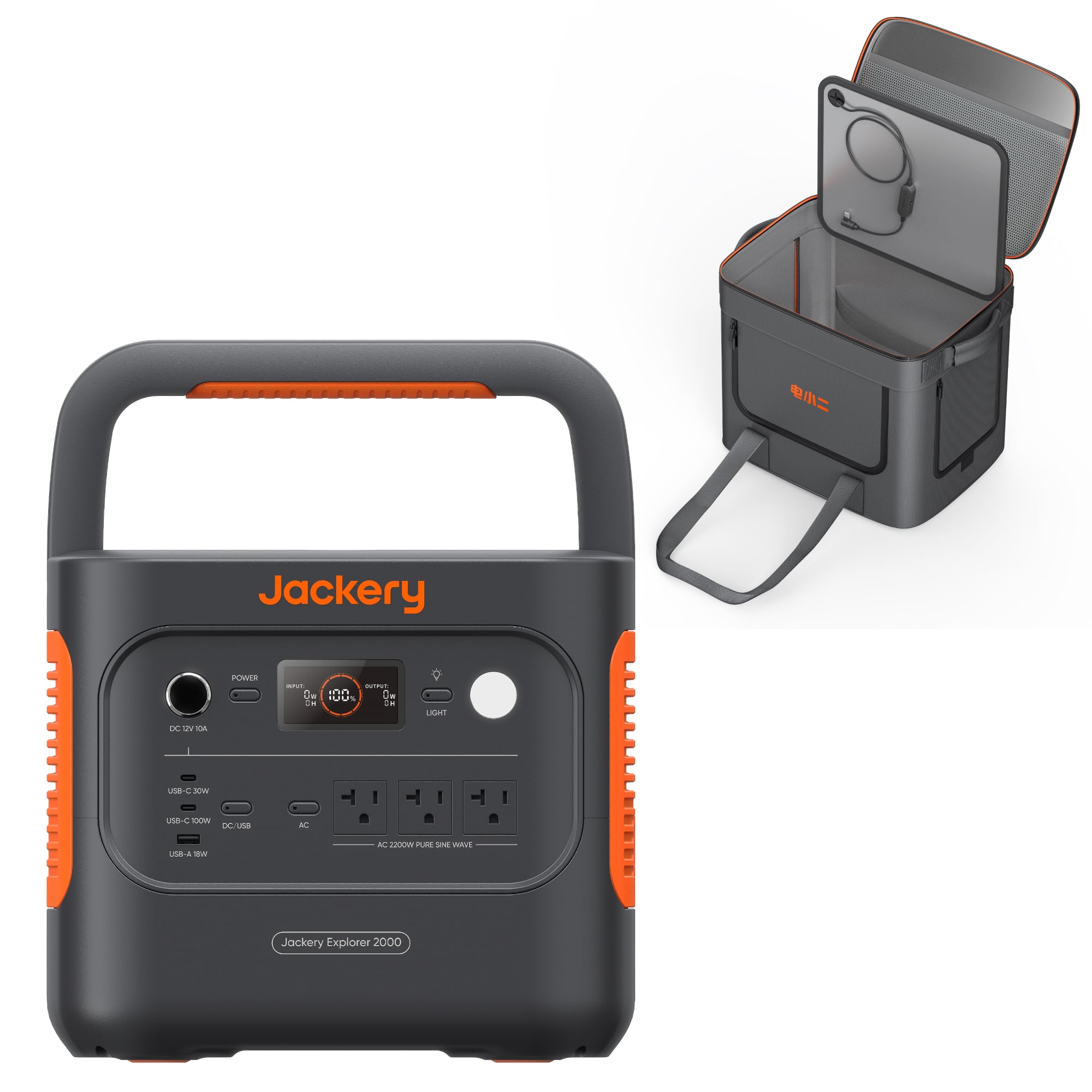 Jackery - Explorer 2000 v2 Portable Power Station (2042Wh) with a Extreme Guard Bag for Outdoor Use and Emergency Backup (2042 Wh Capacity) - Black