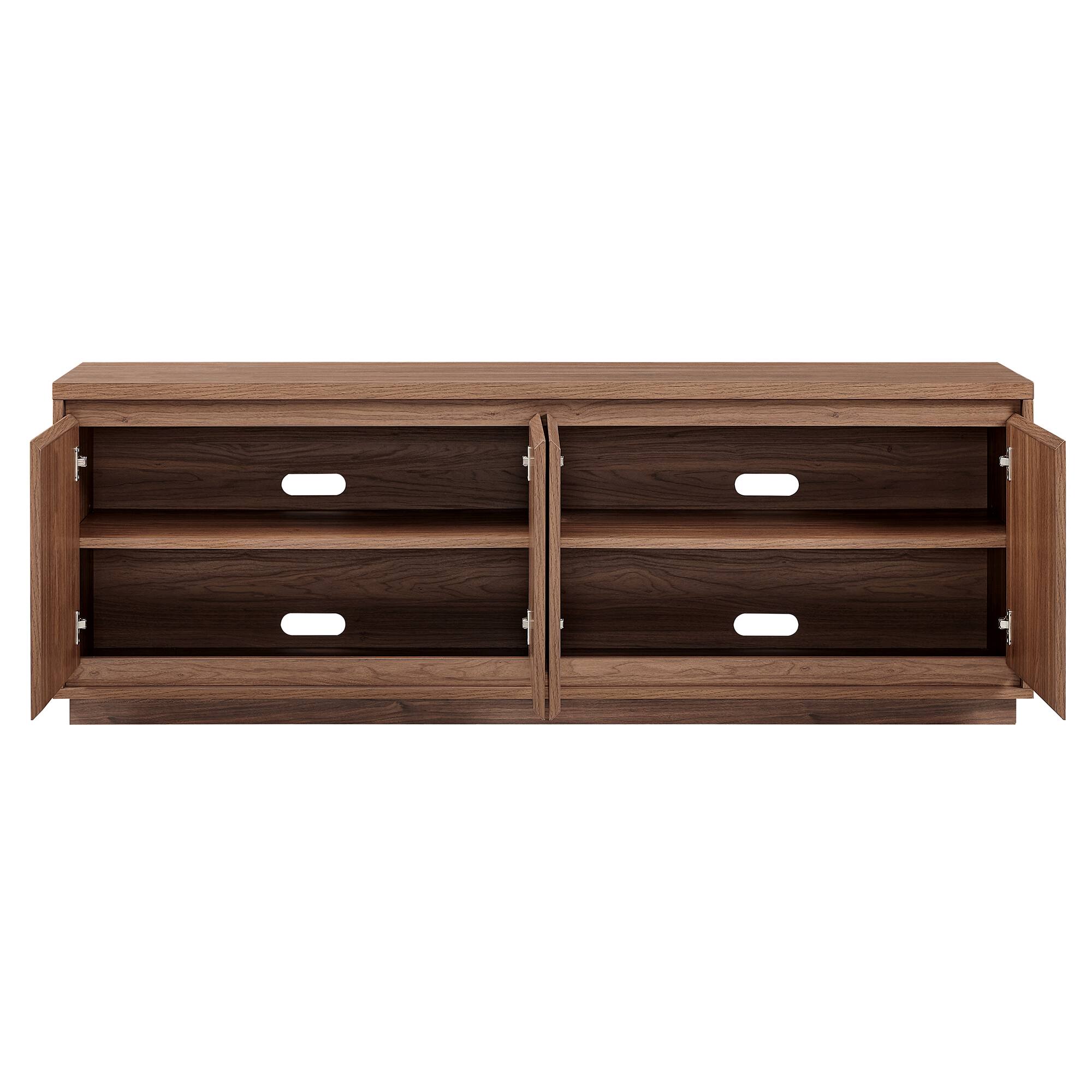 Alt View 1. Hudson&Canal - Presque Rectangular TV Stand for TV's up to 75" in Satin Walnut - Satin Walnut.