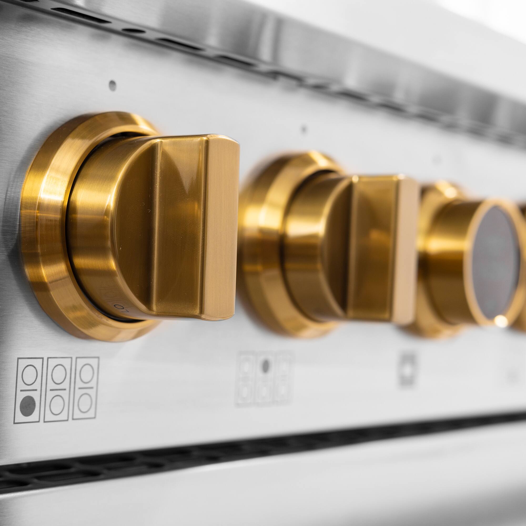 Alt View 8. Kucht - 36 in. 5.2 cu. ft. 6 Burners Dual Fuel Range for Propane Gas in Stainless Steel and Gold + Wall Mount Range Hood - Stainless Steel with Gold Accents.