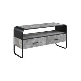 FurniFact - Industrial-style TV stand, concrete gray, black finish, made from particleboard - Brown