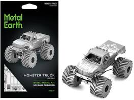 Model Kit Monster Truck with Flame Graphics (Moderate Difficulty) Steel Model by Metal Earth - Silver