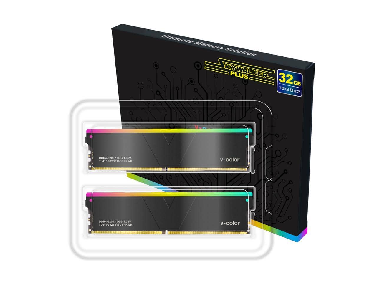 DDR4 3200MHz 64GB（32GBx2枚）メモリ v-color V color 32GB (2 x 16GB) DDR4 3200 (PC4 25600) Desktop memory Model