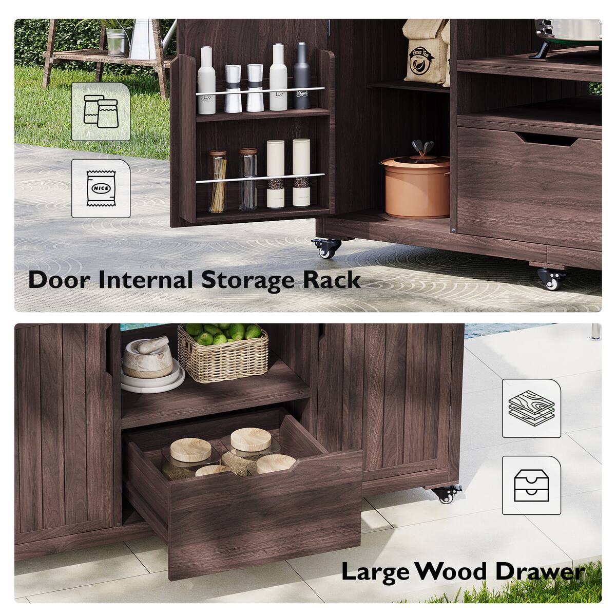 1 - Door Internal Storage Rack  
Large Wood Drawer