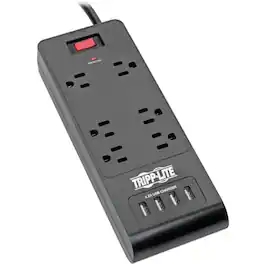 Tripp Lite - by Eaton 6-Outlet Surge Protector with 4 USB Ports (4.2A Shared) - 6 ft. (1.83 m) Cord 900 Joules Black - 6 x - Unknown