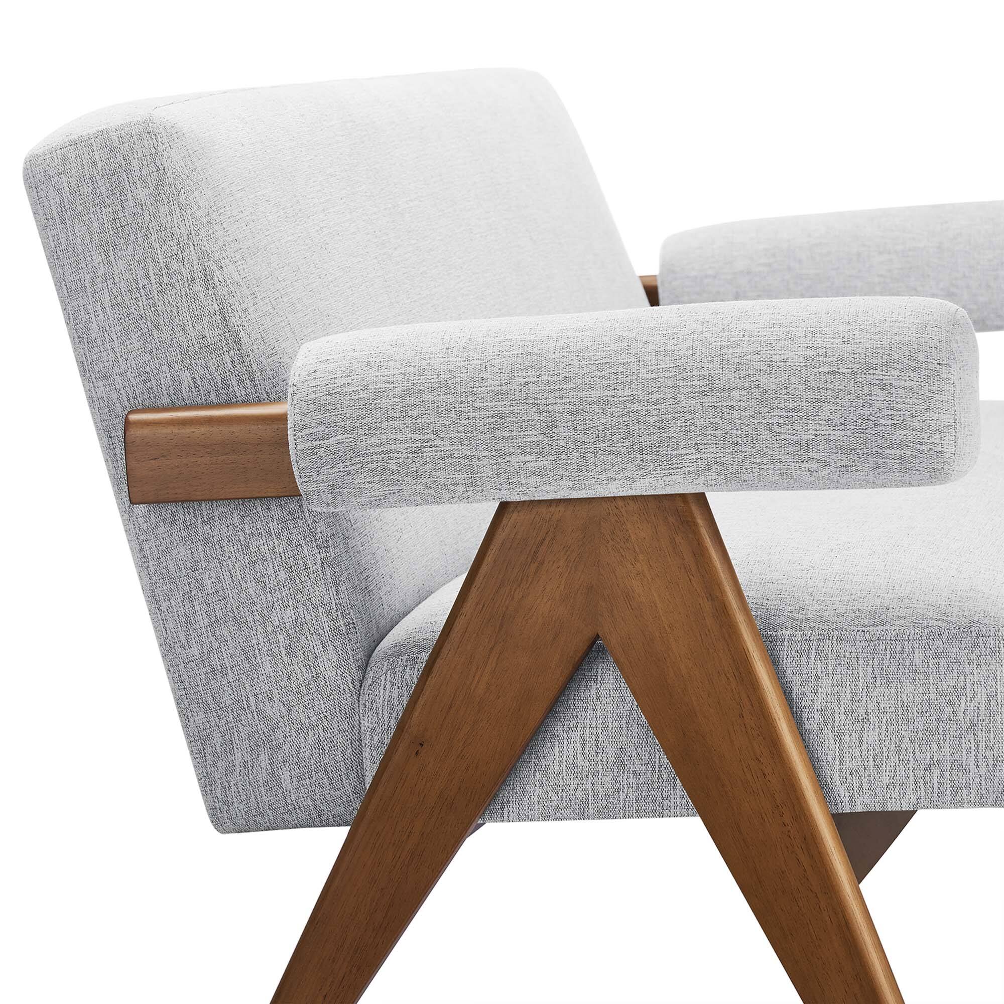 Alt View 5. Modway - Lyra Fabric Loveseat by Modway - Light Gray Fabric.