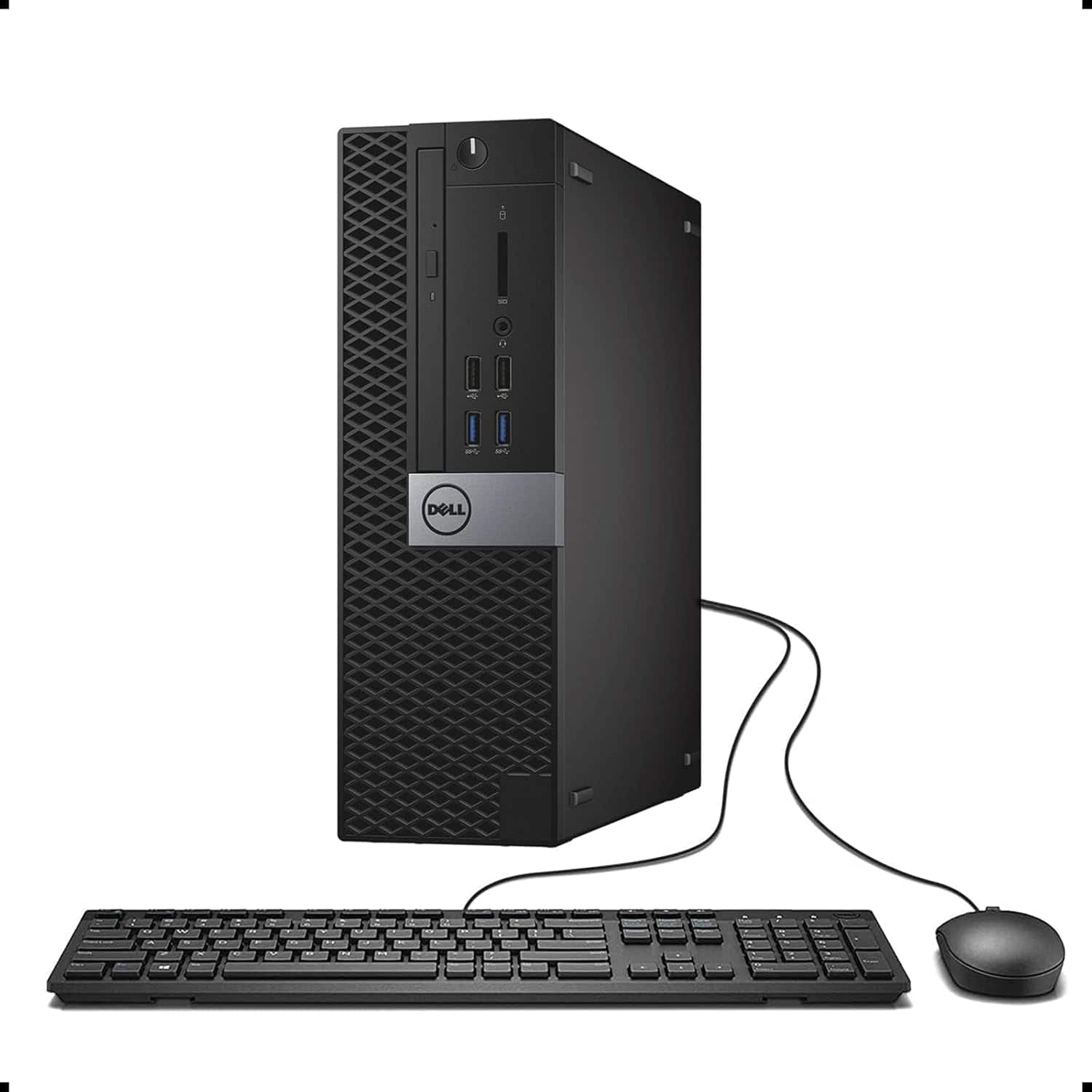 Front. Dell - Dell OptiPlex 3050 Small Form Factor Desktop Computer, Intel Core i5-7500, 8GB DDR4, 256GB SSD, Windows 11 Pro - Black.