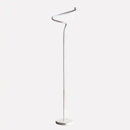 Front. APRILSOUL - 52.5-Inch LED Matte White Curvilinear S-Curve Spiral Tube Angled Floor Lamp - Matte White.