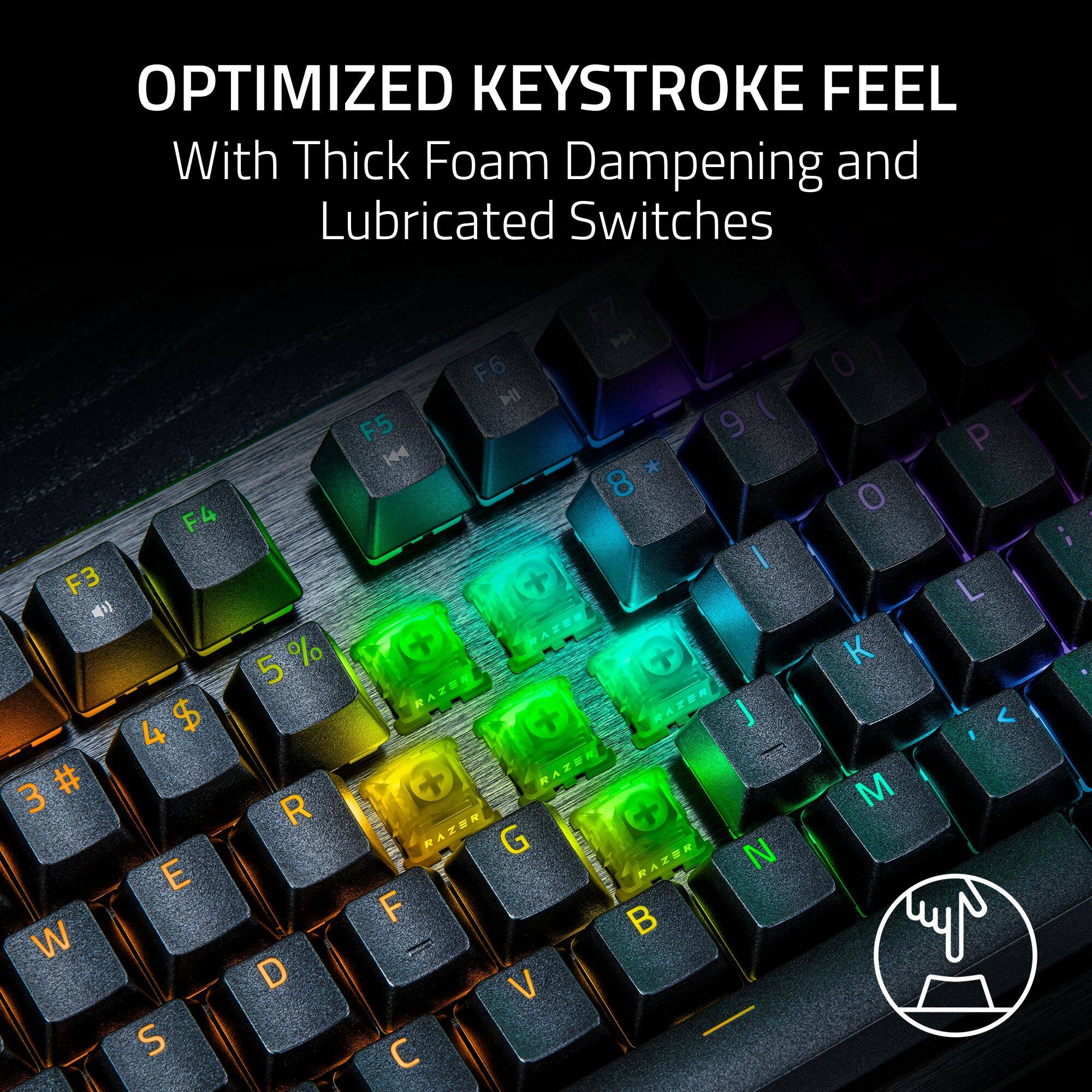 OPTIMIZED KEYSTROKE FEEL  
With Thick Foam Dampening and Lubricated Switches