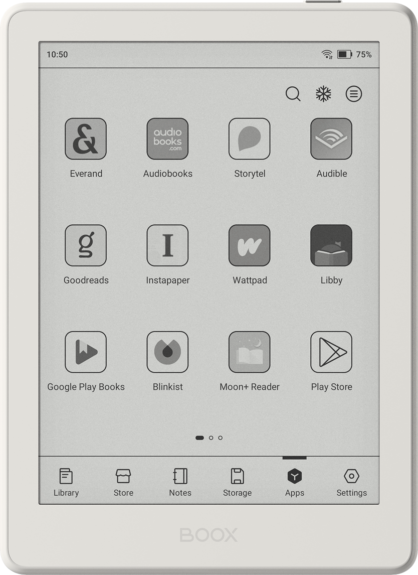 10:50 75% & Everand audio books .com Audiobooks Storytel Audible Goodreads Instapaper Wattpad Libby Google Play Books Blinkist Moon+ Reader Play Store Library Store Notes Storage Apps Settings