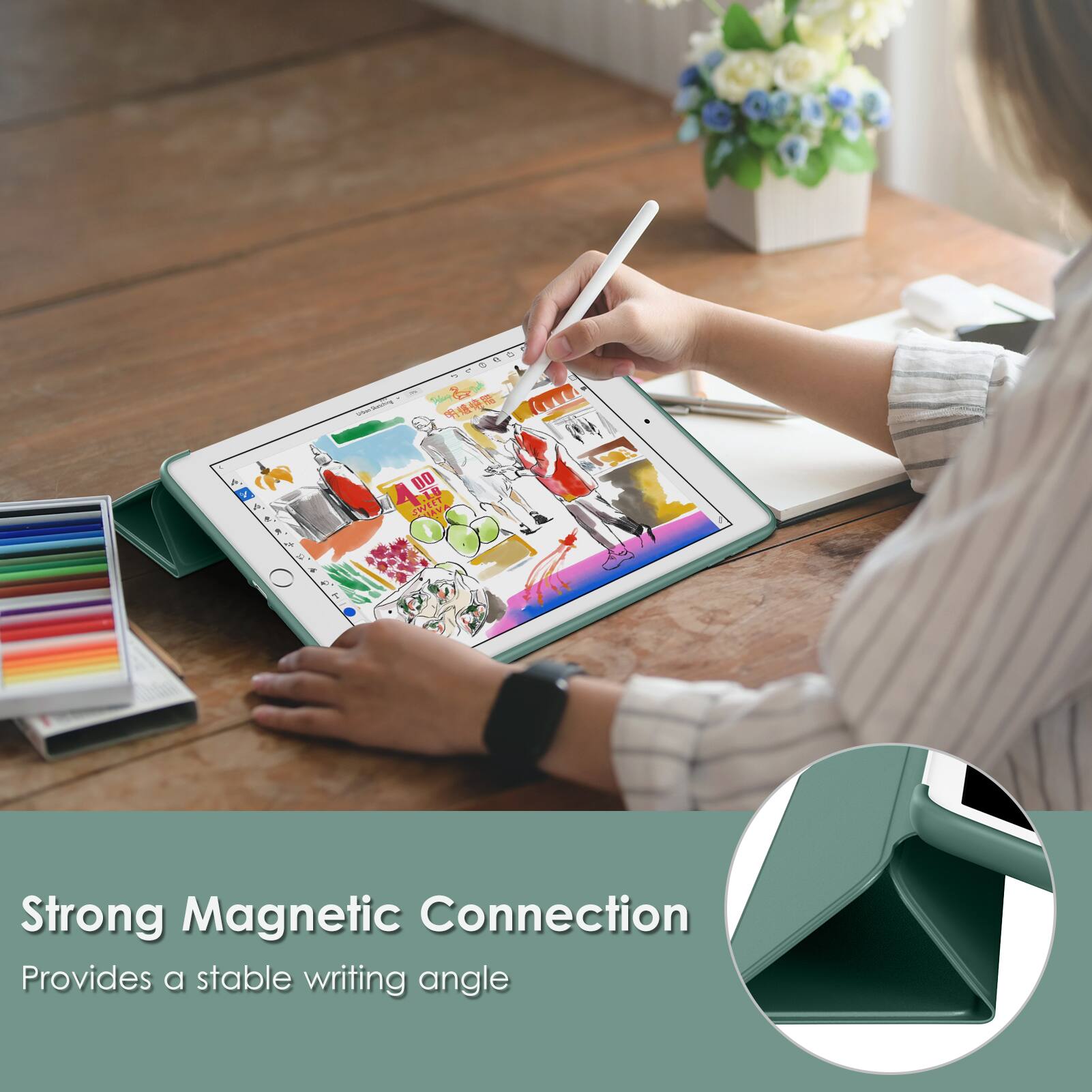 Strong Magnetic Connection  
Provides a stable writing angle