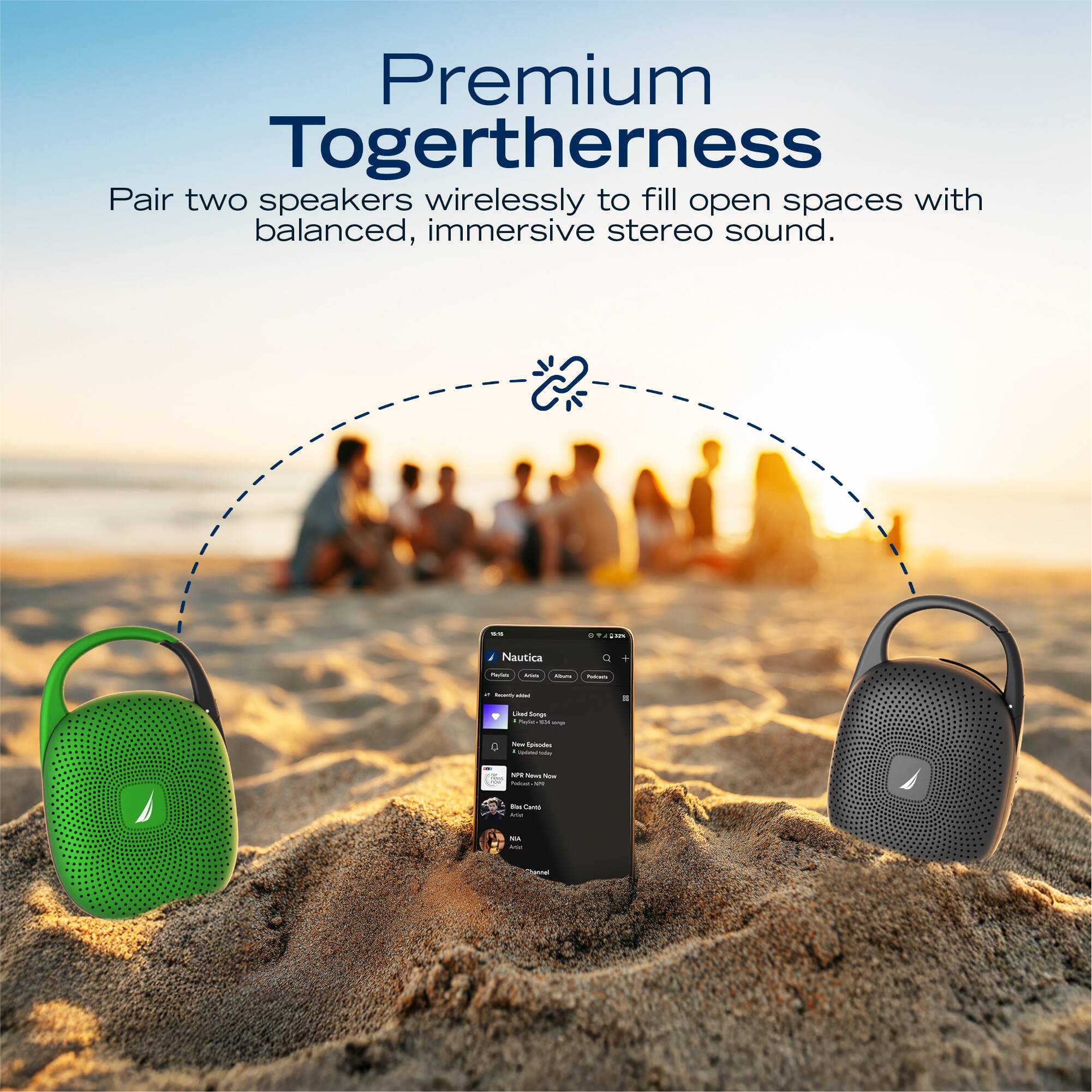 Premium Togetherness
Pair two speakers wirelessly to fill open spaces with balanced, immersive stereo sound.