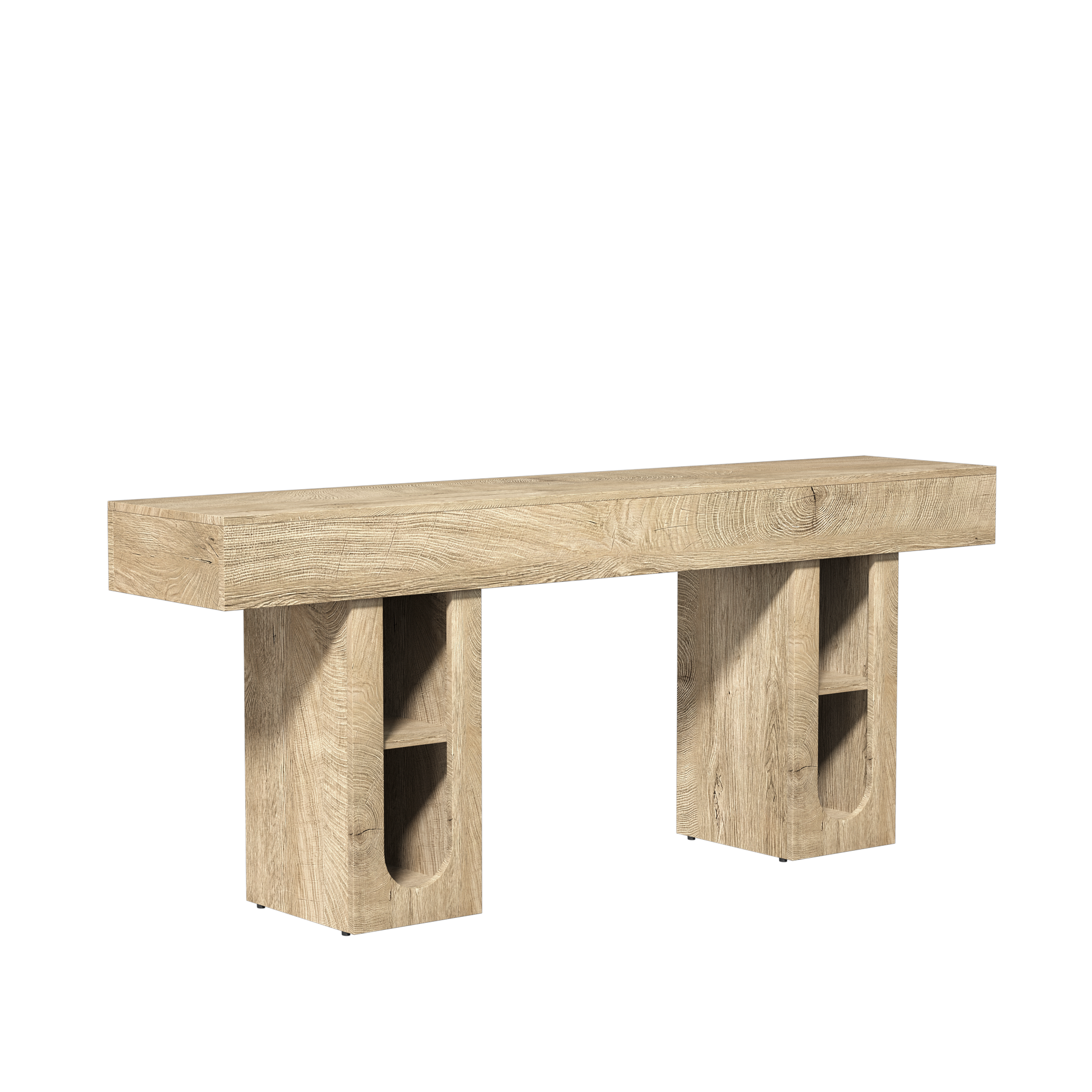 Alt View 1. Whisen - 71-Inch Long Console Table with Built-in Power Outlet and Adjustable Shelves-Natural - Natural.