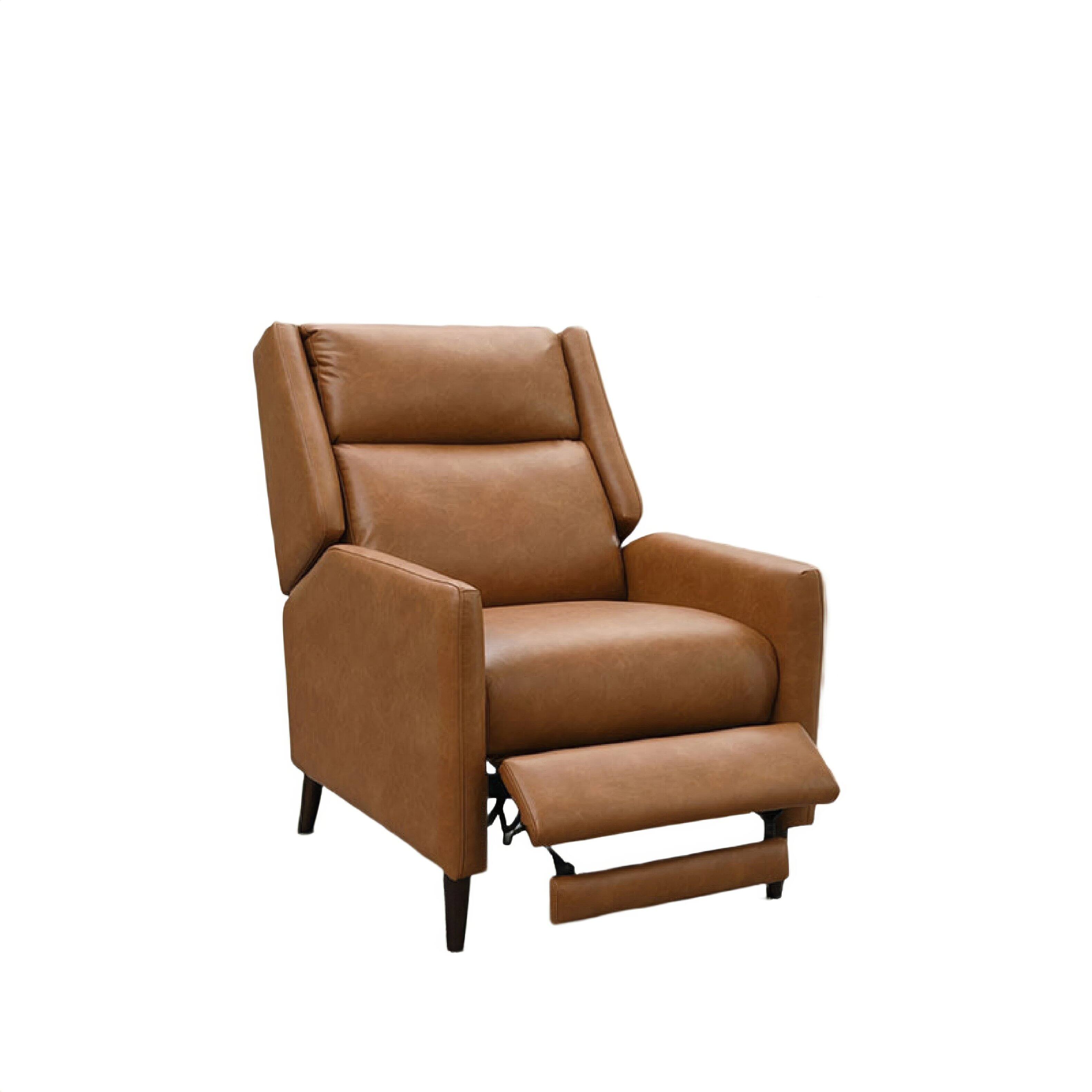 Angle. Manhattan Lane - Cien Pushback Recliner Chair, High Back and Tape Legs Faux-Leather - Brown, Dark Espresso Brown.