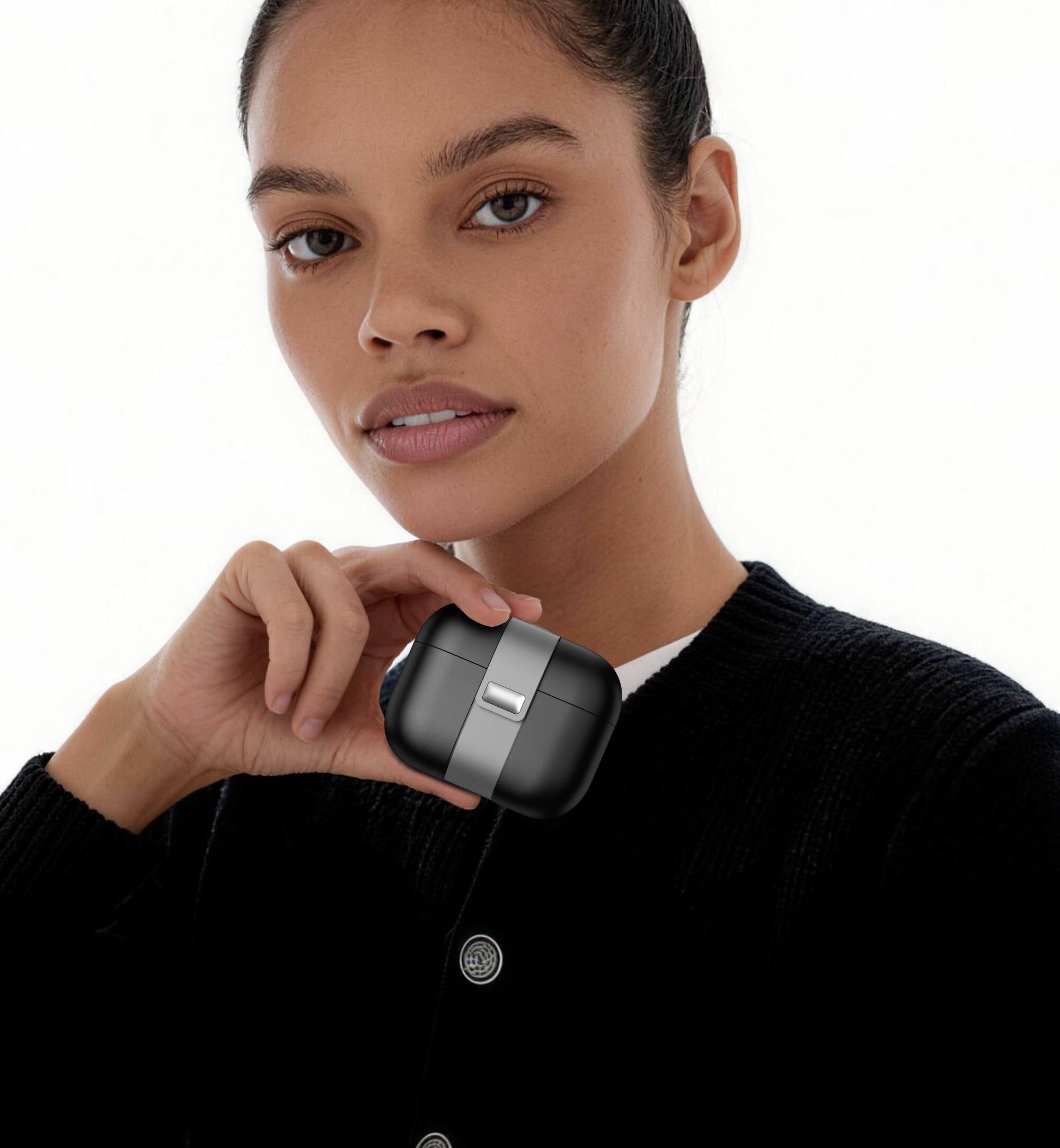 Alt View 6. SURITCH - Magnetic Lock Bumper Case for AirPods Pro 2/Pro, Handbag-Style Shockproof Cover Wireless Charging Compatible - Black.