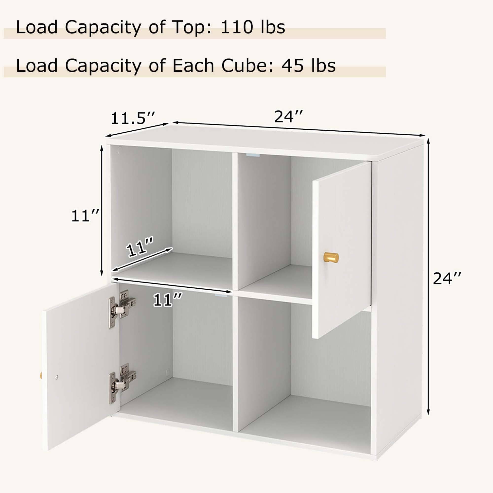 Load Capacity of Top: 110 lbs Load Capacity of Each Cube: 45 lbs 11.5" 24" 11" 11" 11" 24"