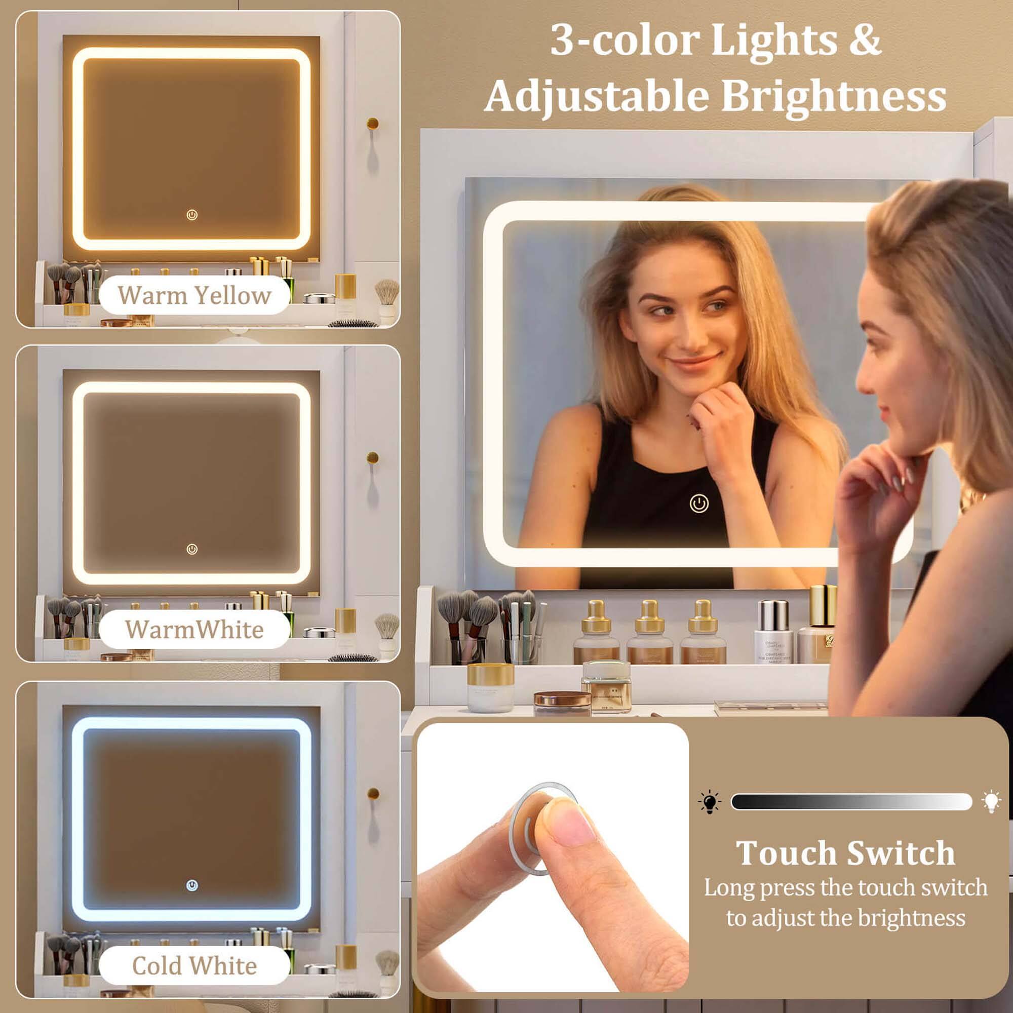 3-color Lights & Adjustable Brightness

Warm Yellow

Warm White

Cold White

Touch Switch
Long press the touch switch to adjust the brightness