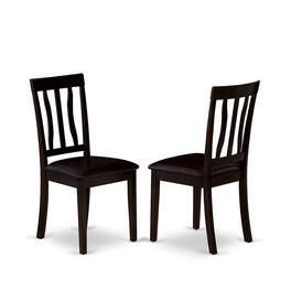 East West Furniture - Antique Dining Chairs - Faux Leather Upholstered Wooden Chairs - Cappuccino