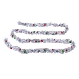 BreeBe - Tinsel Sleigh Bell Ornament Garland (Set of 2) - Silver, Red