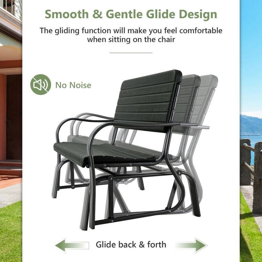 Smooth Rocker Chair Kadyn 2 Person Lounge Chair Outdoor, Mesh Seating and Smooth Glide ...